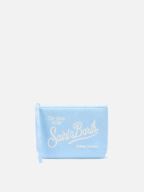 Aline light blue terry-effect pouch