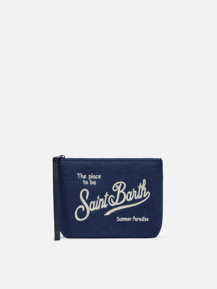 Pochette Aline effetto spugna blu navy