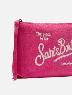 Aline pink terry-effect pouch