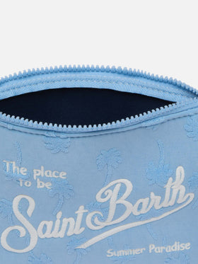 Aline light blue palm embossed terry pochette