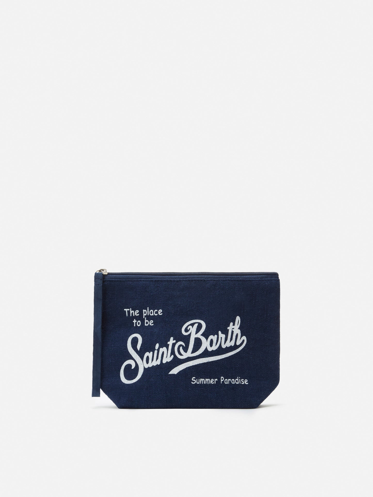 Aline navy blue linen pouch