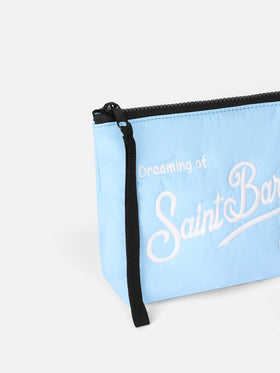 Light blue puffer pochette Aline with logo embroidery - MC2 Saint Barth