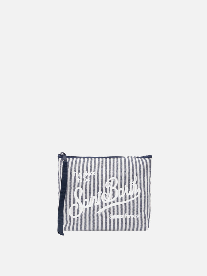 Aline Soft cotton linen pochette with striped print - MC2 Saint Barth