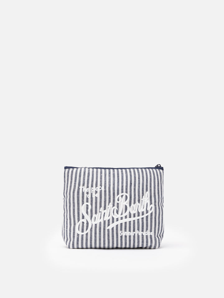 Aline Soft cotton linen pochette with striped print - MC2 Saint Barth