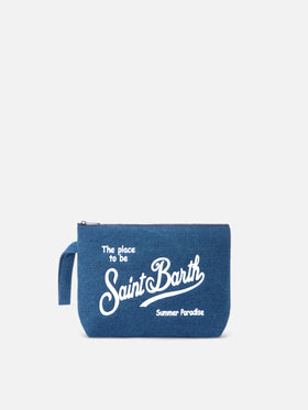 Pochette Aline in effetto denim blu scuro