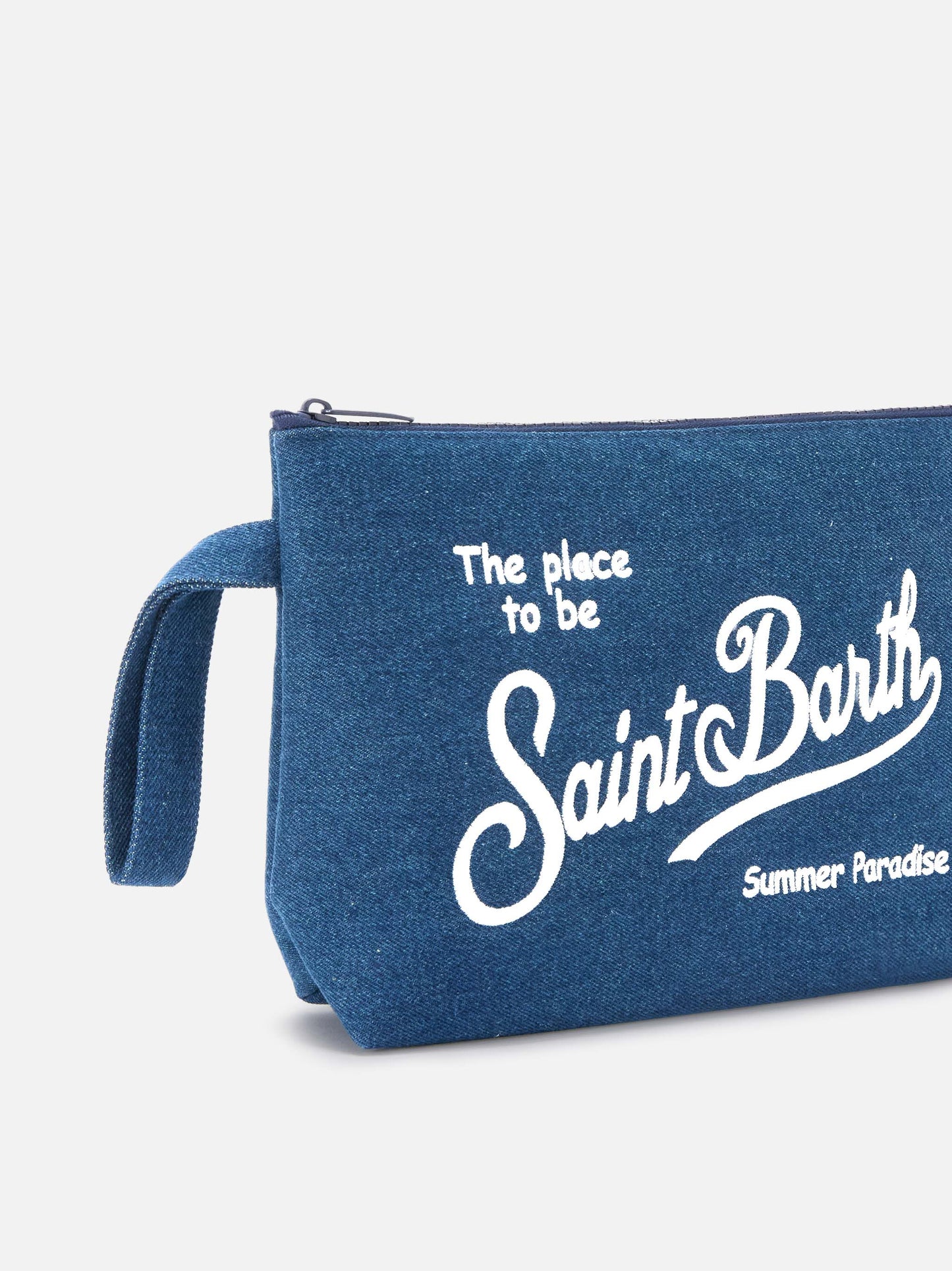 Pochette Aline in effetto denim blu scuro