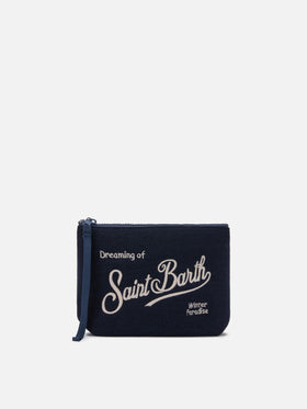 Aline Wollbeutel aus blauem Wollmischgewebe