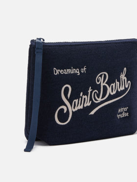 Aline Wollbeutel aus blauem Wollmischgewebe