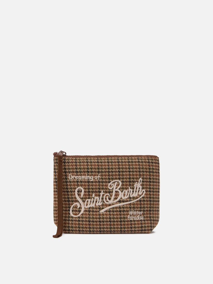 Aline Wool Pouch in houndstooth wool blend
