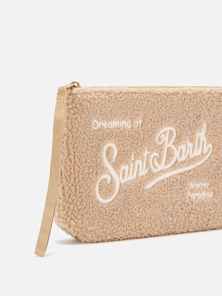 Haselnussfarbener Aline Teddy-pochette mit Logostickerei 