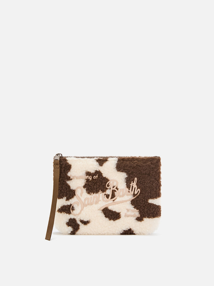Aline teddy pochette con estampado de vaca 