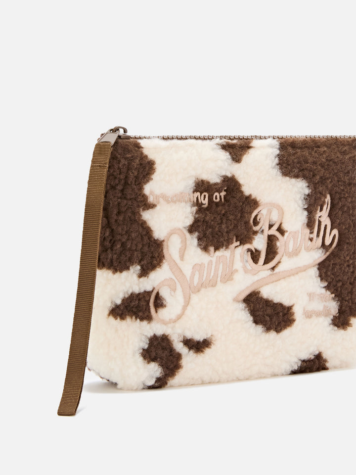 Aline teddy pochette con estampado de vaca 