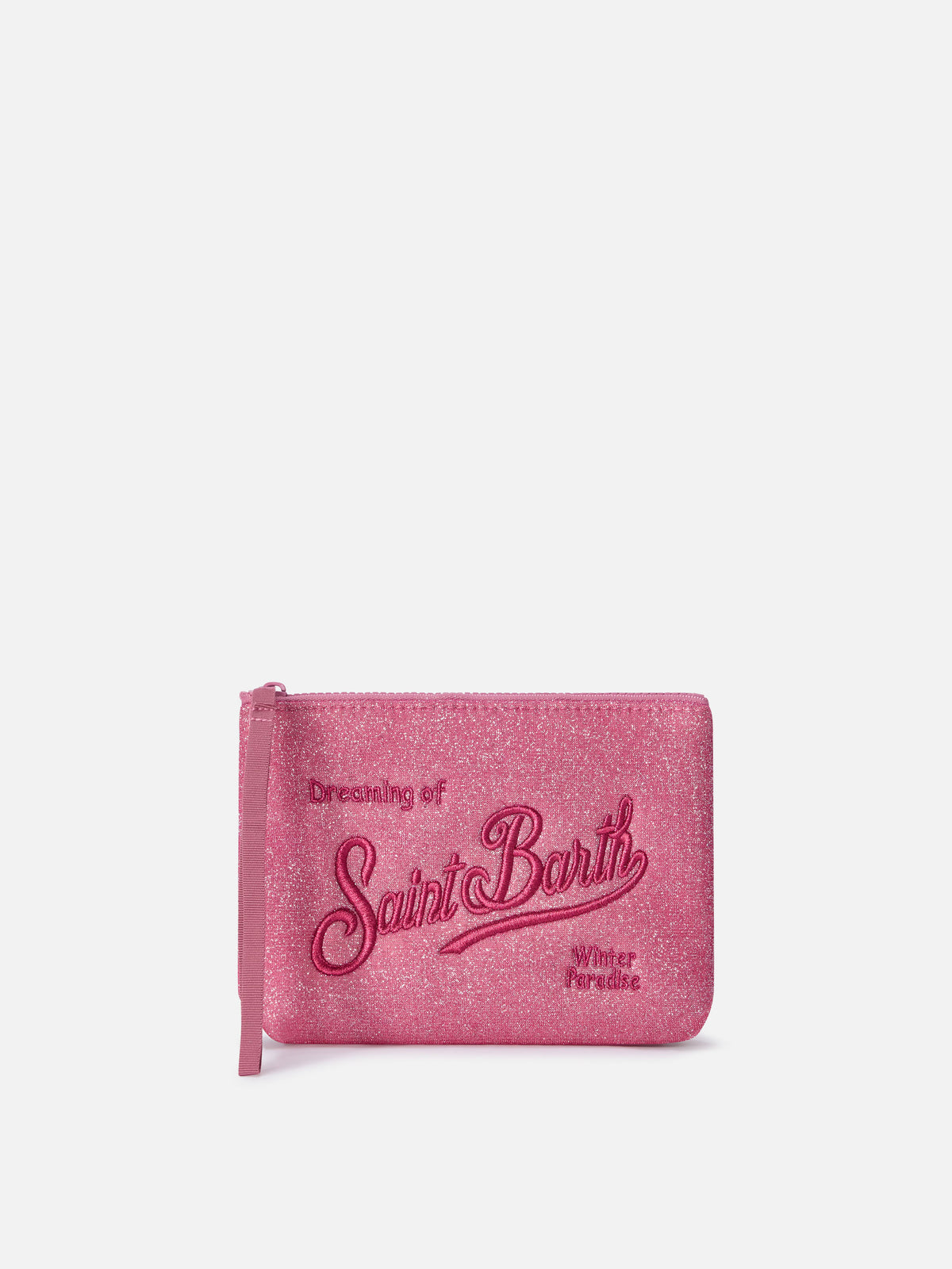 Fuchsiafarbene Aline aus Lurex pochette mit Logo-Stickerei 