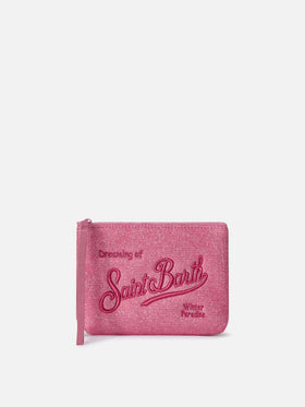 Fuchsiafarbene Aline aus Lurex pochette mit Logo-Stickerei 