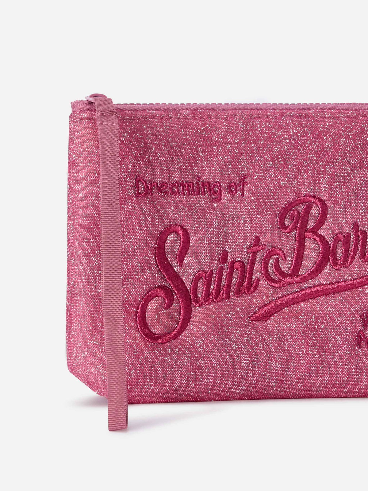 Fuchsiafarbene Aline aus Lurex pochette mit Logo-Stickerei 