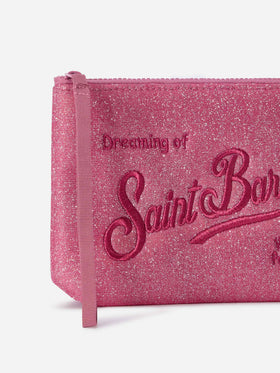 Fuchsiafarbene Aline aus Lurex pochette mit Logo-Stickerei 