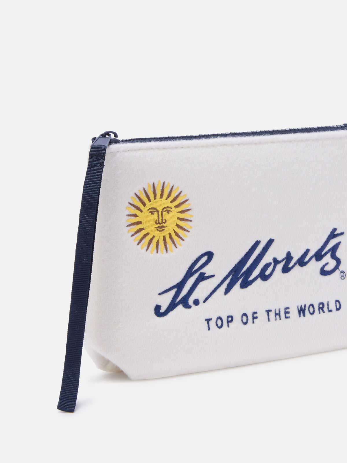 Aline en feutre blanc cassé pochette avec broderie St. Moritz | Special edition 