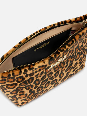 Bolso Aline en pelo de pony con estampado de leopardo y placa con logo de metal 