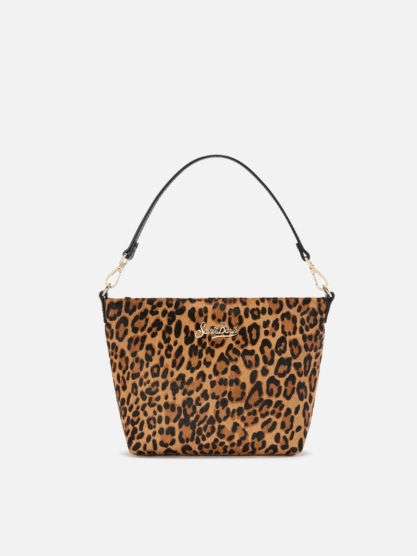 Borsa a spalla Aline Bag in pelle spazzolata e cavallino leopardato