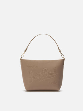 Borsa a spalla Aline Bag in pelle martellata nocciola