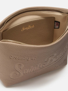 Borsa a spalla Aline Bag in pelle martellata nocciola