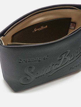 Aline Schultertasche aus gehämmertem schwarzem Leder