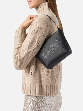 Aline Schultertasche aus gehämmertem schwarzem Leder