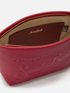 Aline Schultertasche aus gehämmertem bordeauxfarbenem Leder