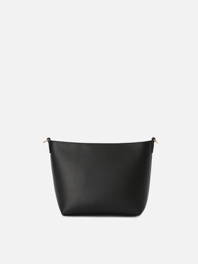 Aline bag in black smooth leather with metal logo plaque