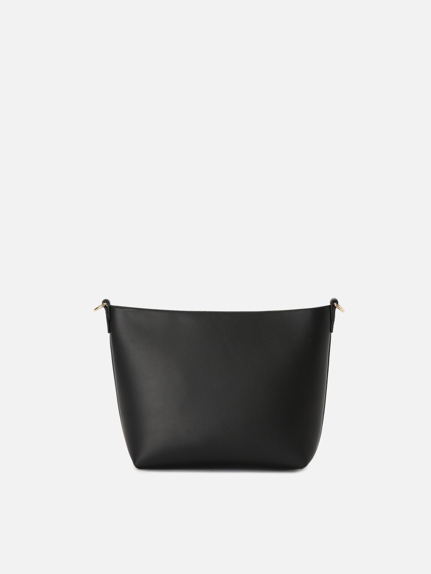 Aline bag in black smooth leather with metal logo plaque