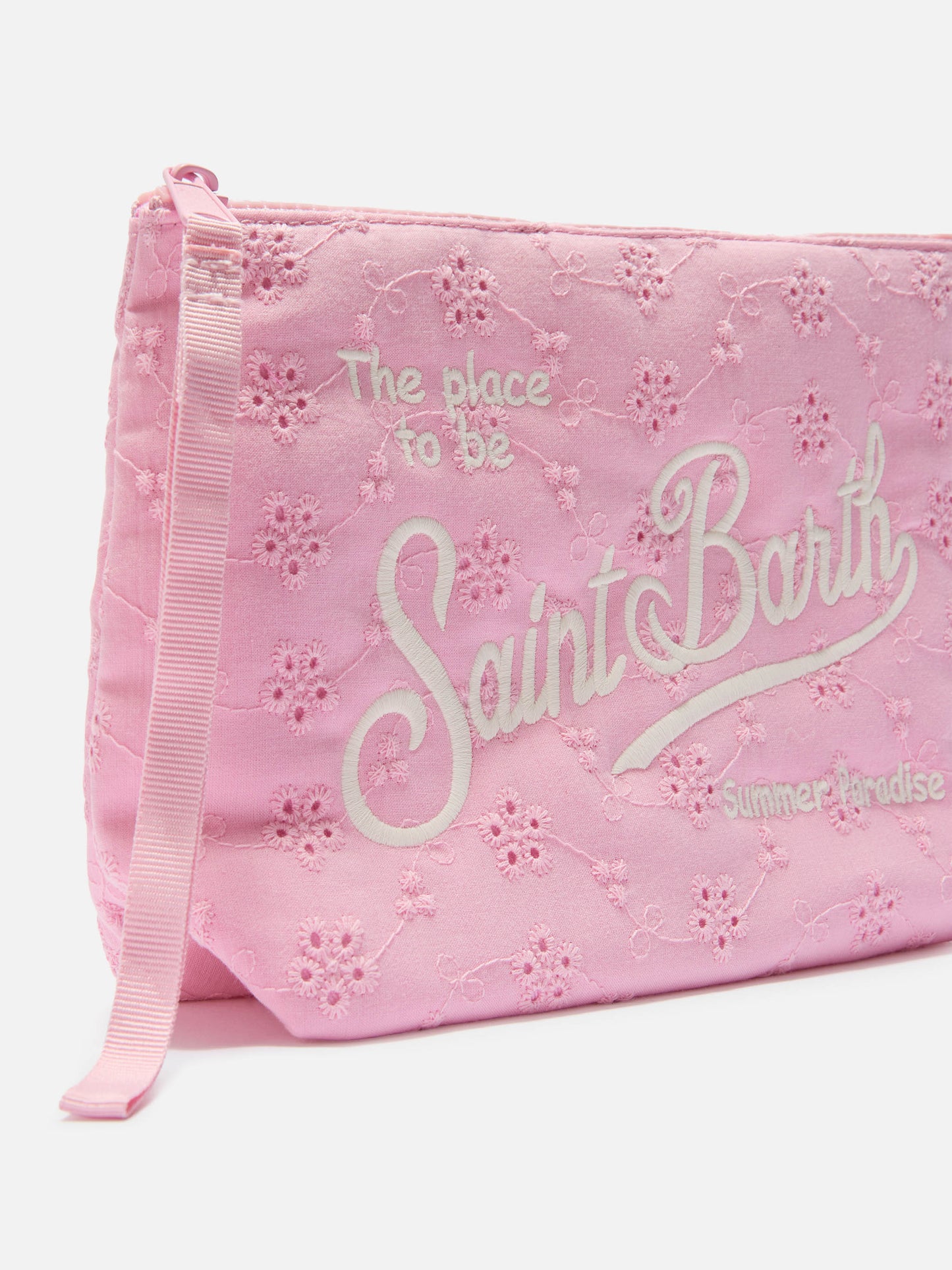 Aline pink broderie anglaise cotton pouch