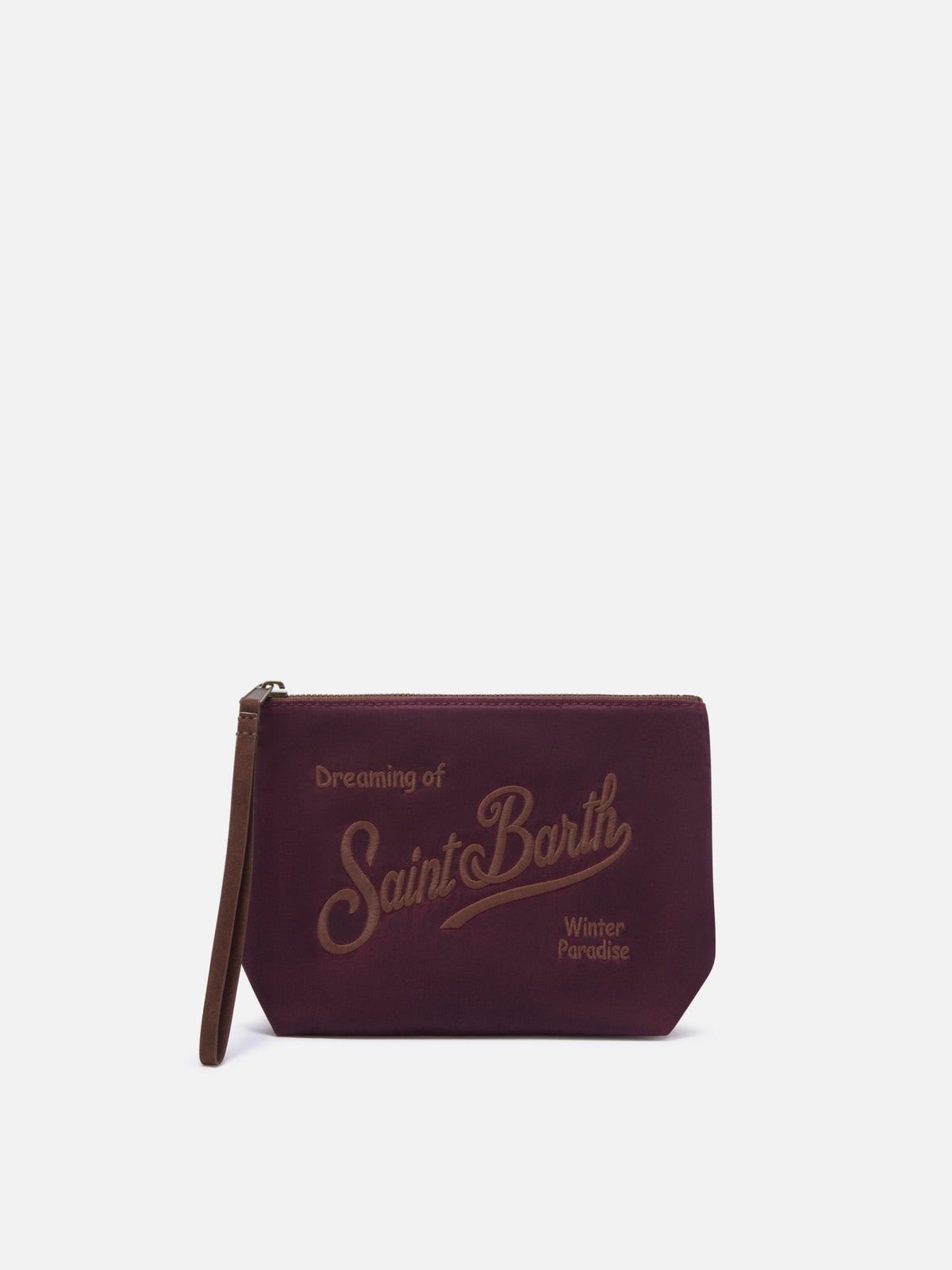 Bordeaux Aline waxed pochette with logo embroidery