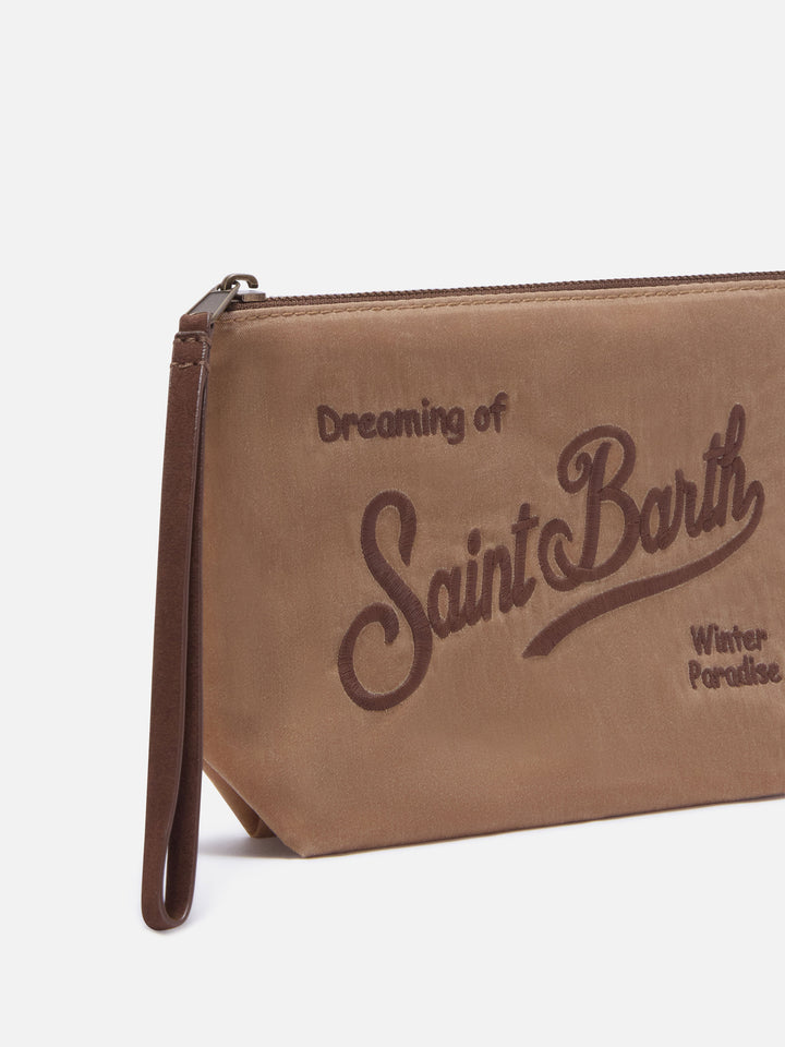 Écrou Aline ciré pochette avec broderie du logo 