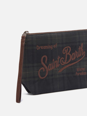 Pochette Aline in tessuto cerato con stampa tartan