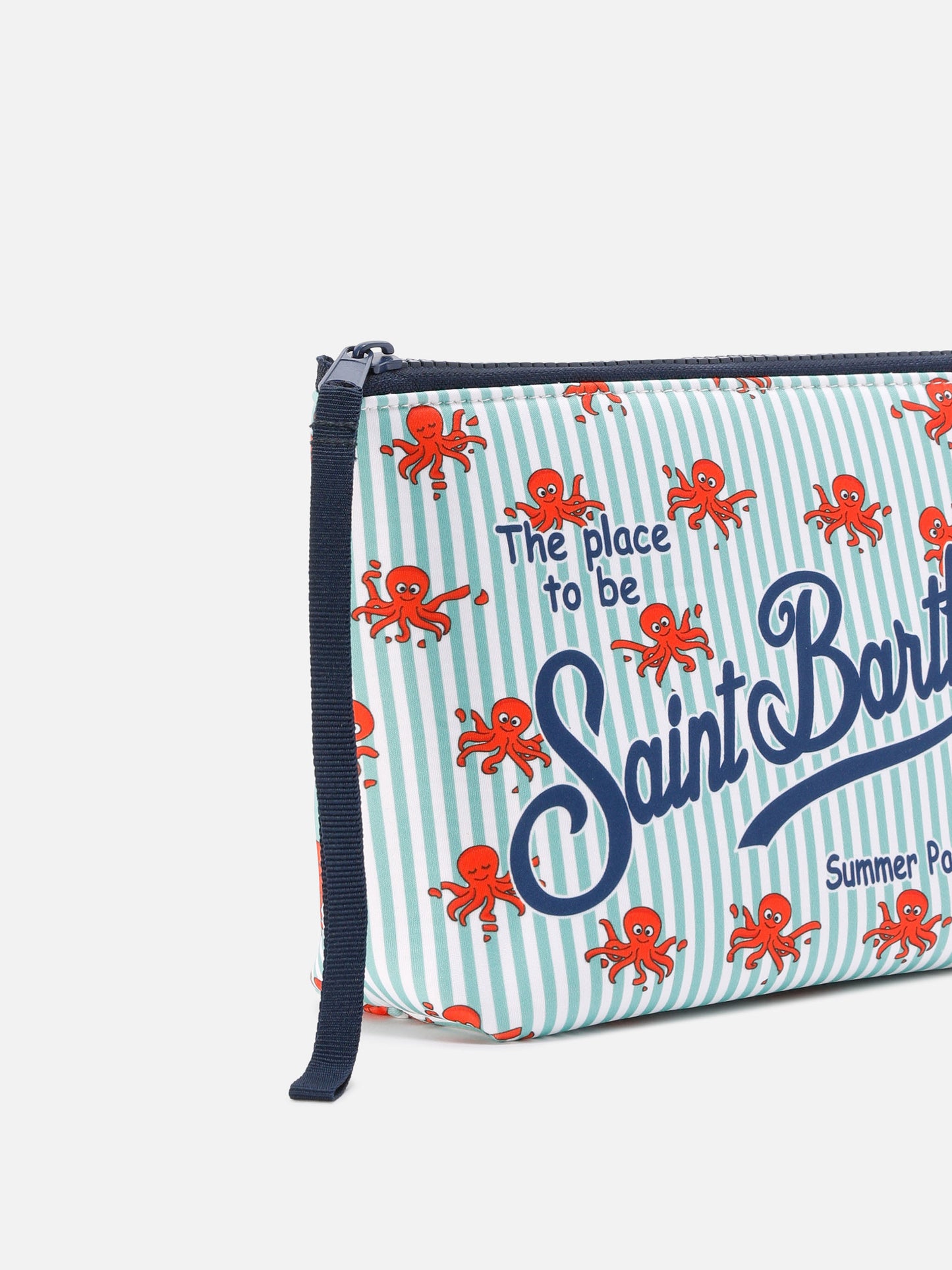 Aline scuba pouch with striped octopus print