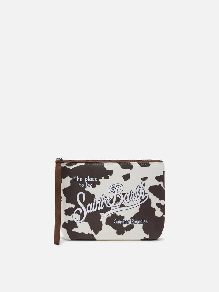 Pochette Aline in scuba con stampa animalier muccata