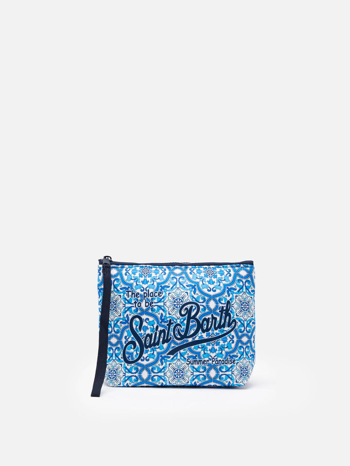 Aline scuba pochette with Sicily tile print - MC2 Saint Barth
