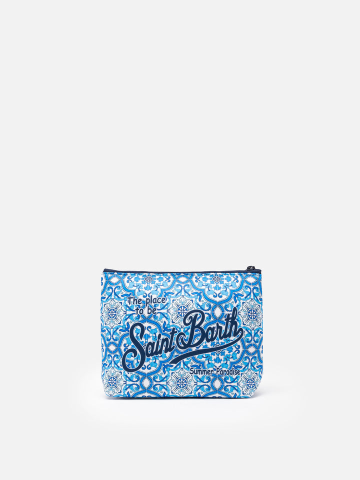 Aline scuba pochette with Sicily tile print - MC2 Saint Barth