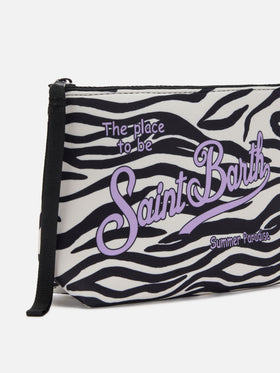 Pochette Aline in scuba con stampa zebrata