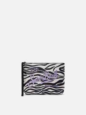 Pochette Aline in scuba con stampa zebrata