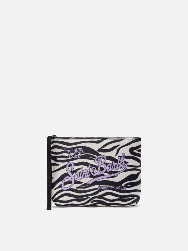 Pochette Aline in scuba con stampa zebrata