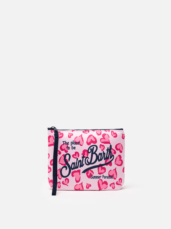 Aline scuba pochette with heart animalier print - MC2 Saint Barth