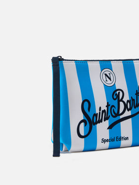 Pouch Aline de scuba en blanco y azul claro con escudo de Napoli | Edición Especial 