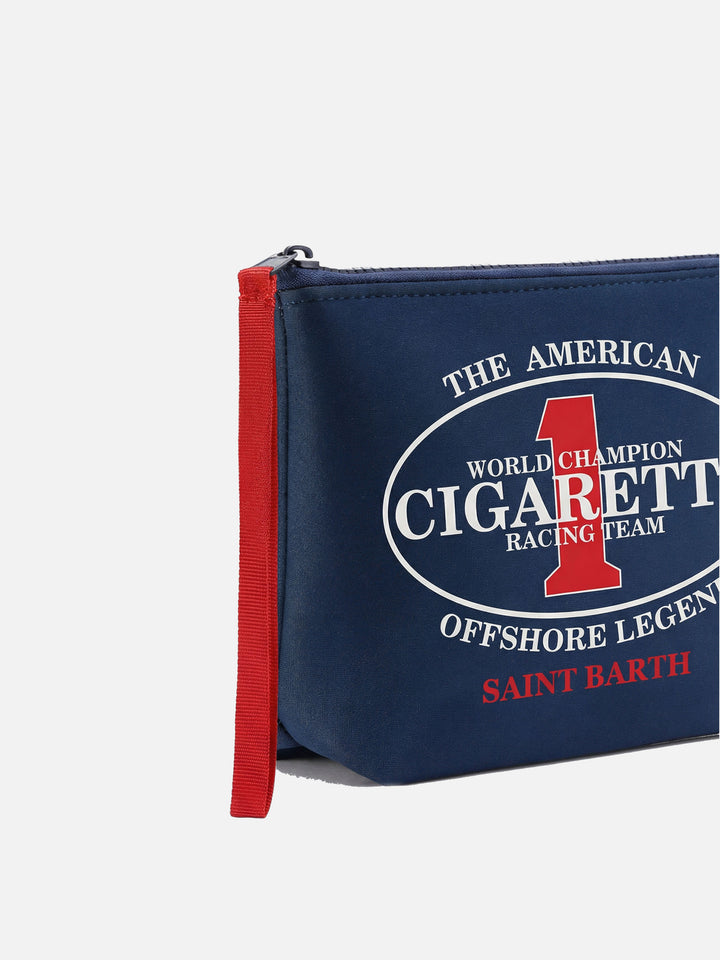 Pochette Aline in scuba blu con ricamo Cigarette Racing Team | Special Edition