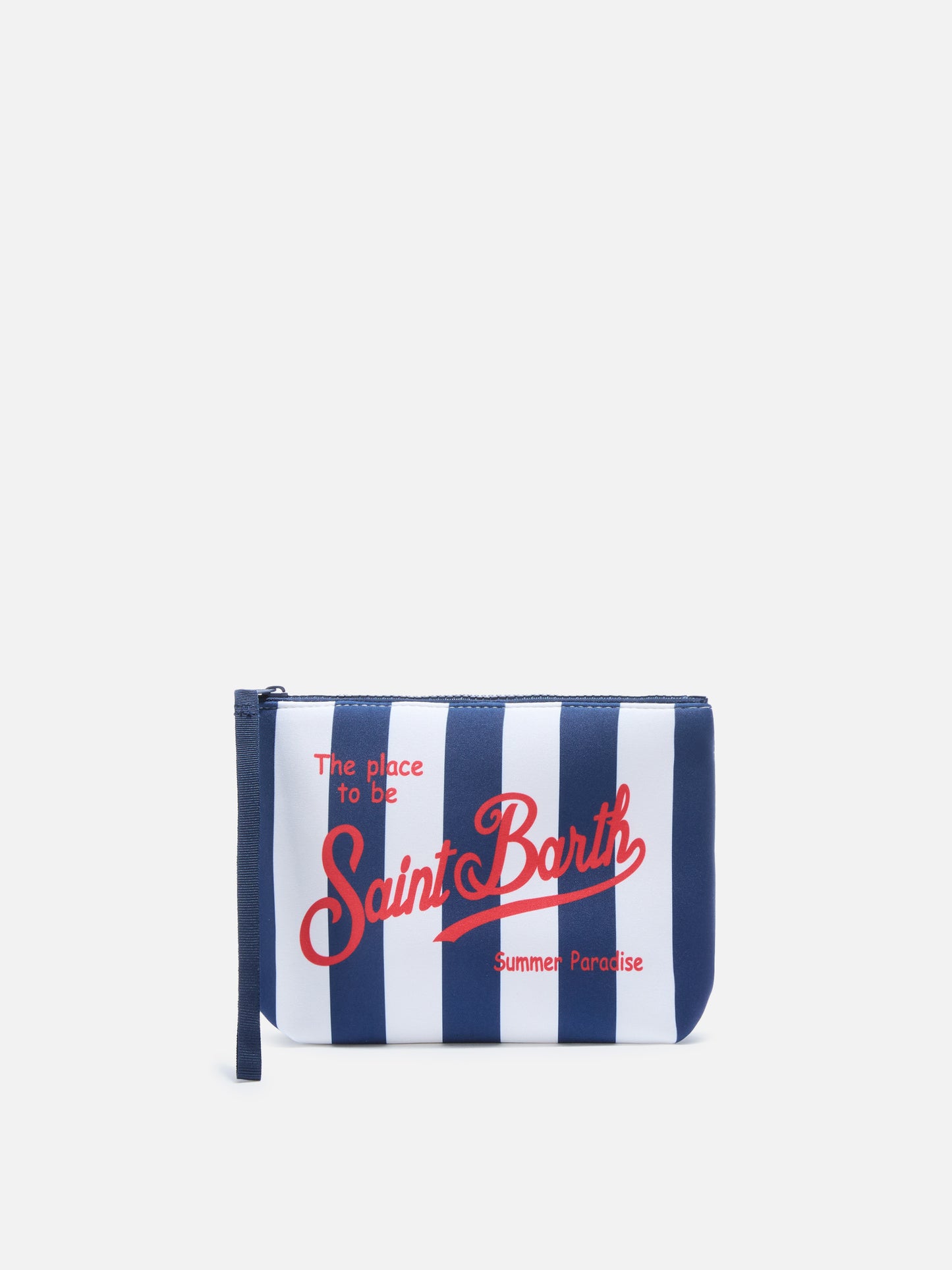Aline scuba pouch with wide blue stripes