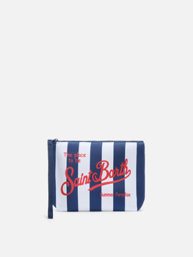 Aline scuba pouch with wide blue stripes