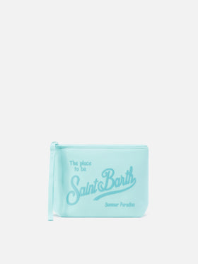 Pochette Aline in scuba verde acqua tinta unita