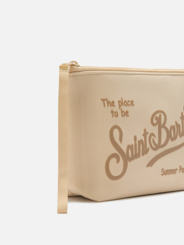 Pochette Aline in scuba beige tinta unita