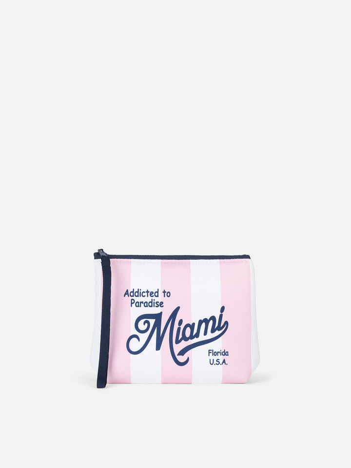 Miami rosa gestreifte Scuba-Pochette Aline