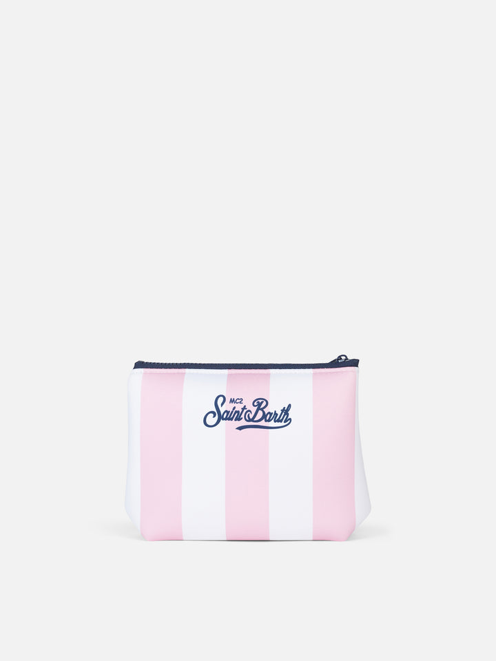 Miami rosa gestreifte Scuba-Pochette Aline